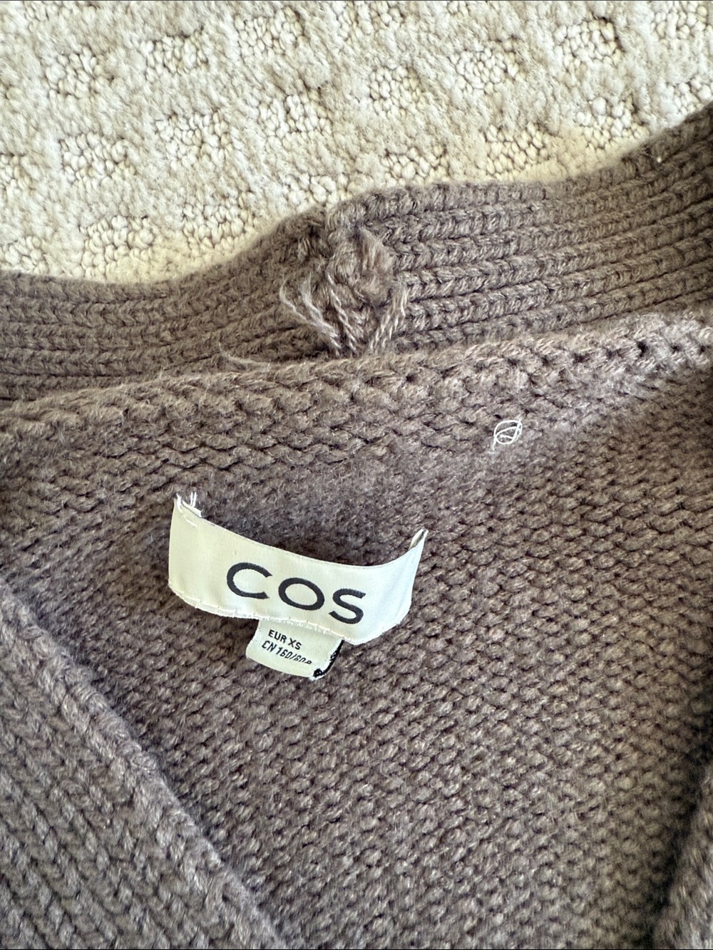 COS Cropped V-Neck Button Cardigan Sweater - Brown - Picture 3 of 3